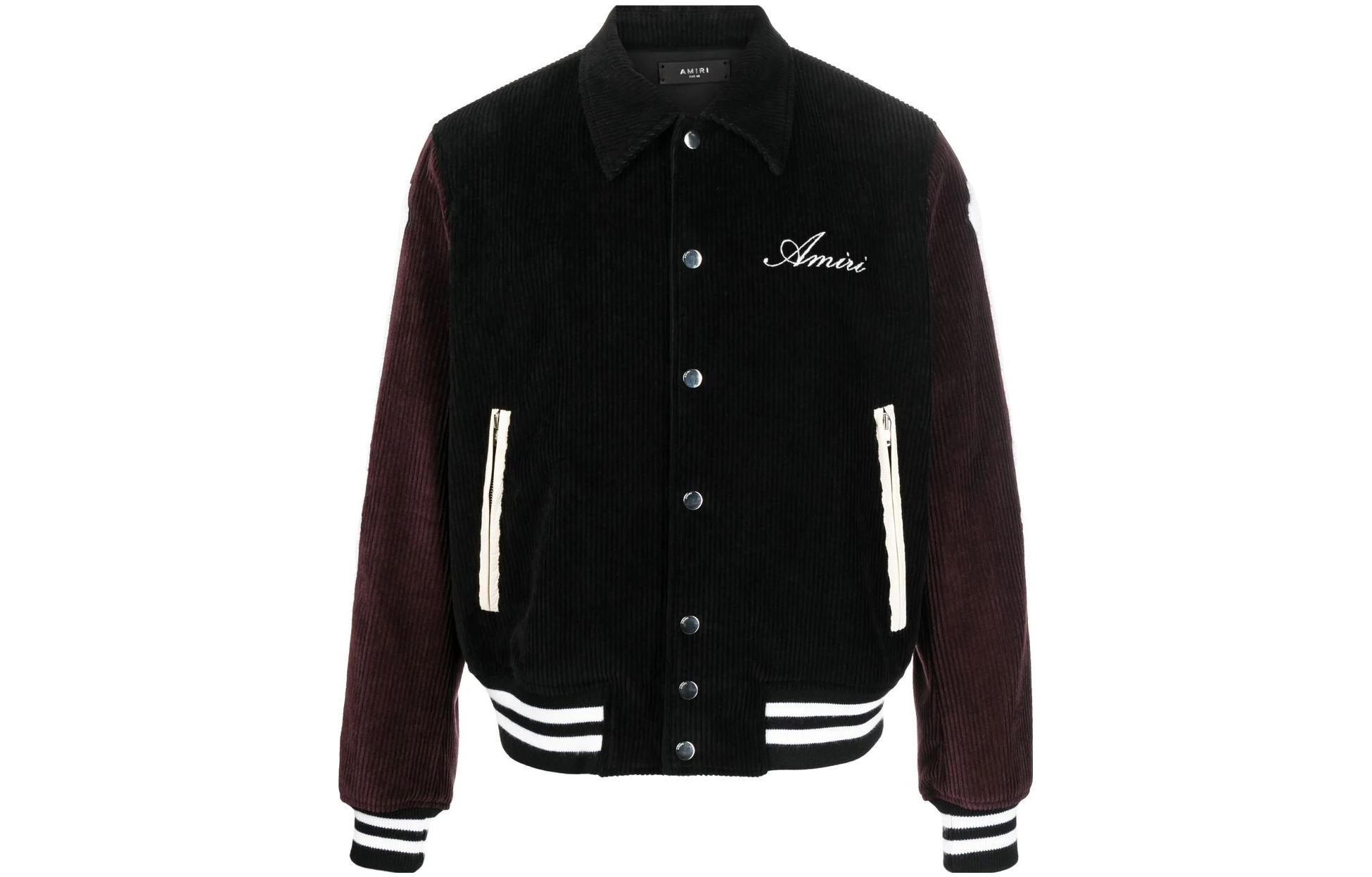 AMIRI SS23 Corduroy Patchwork Jacket in Burgundy PS23MOS010V-988