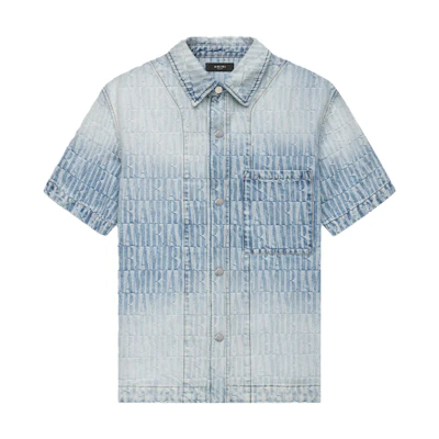 AMIRI SS23 Gradient Short Sleeve Button-Up Shirt Washed Blue - . SS23MDS027-765