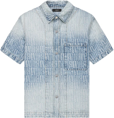 AMIRI SS23 グラデーション 半袖 ボタンアップ シャツ ウォッシュドブルー SS23MDS027-765 Order AMIRI SS23 グラデーション 半袖 ボタンアップ シャツ ウォッシュドブルー SS23MDS027-765