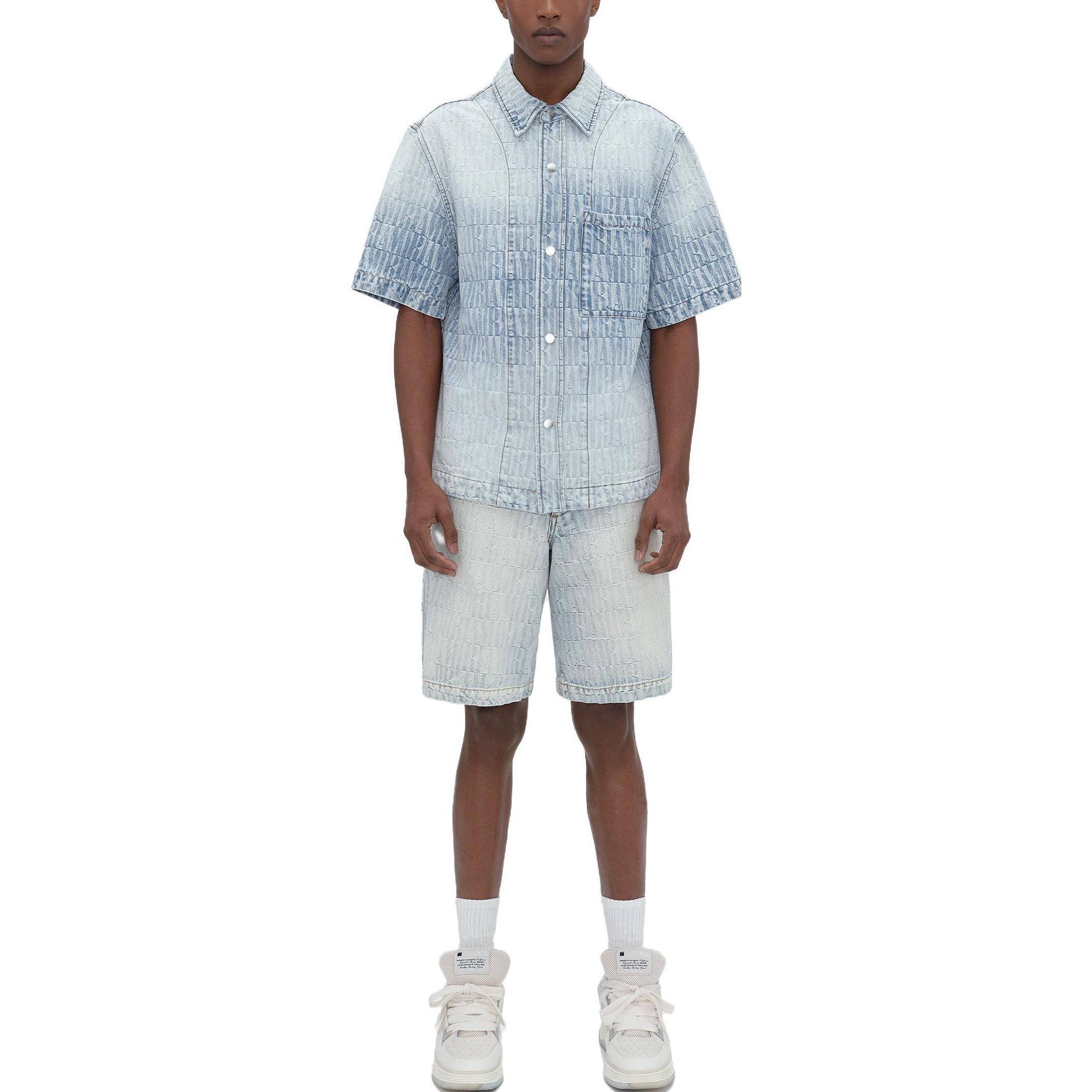 Lookbook AMIRI SS23 グラデーション 半袖 ボタンアップ シャツ ウォッシュドブルー SS23MDS027-765