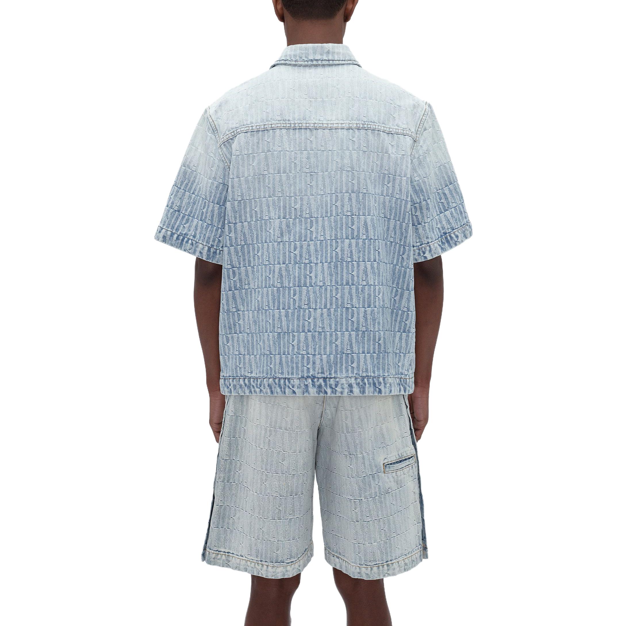 Shop AMIRI SS23 グラデーション 半袖 ボタンアップ シャツ ウォッシュドブルー SS23MDS027-765