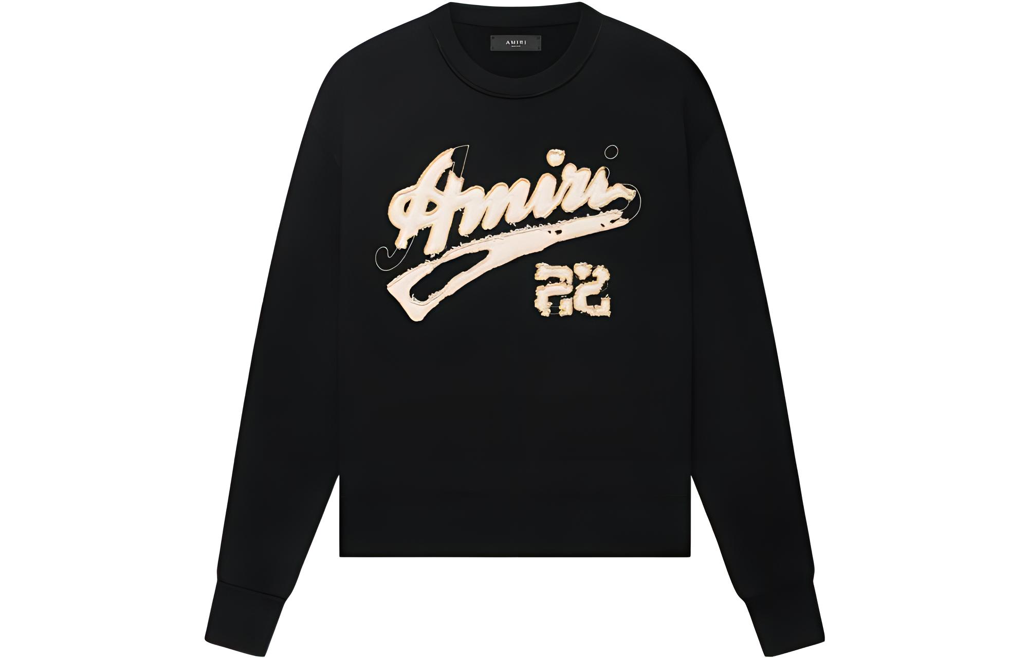 AMIRI SS23 Letter Print Crewneck Pullover Sweatshirt Black Mens SS23MJG006-001