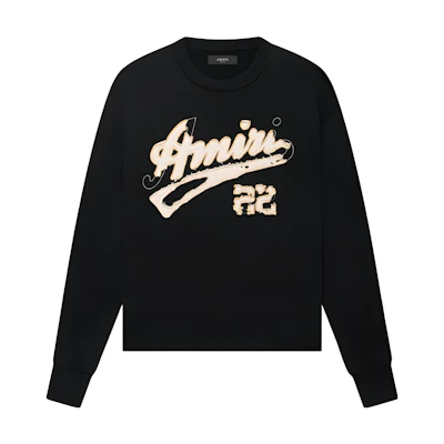 AMIRI SS23 Letter Print Crewneck Pullover Sweatshirt Black Mens SS23MJG006-001