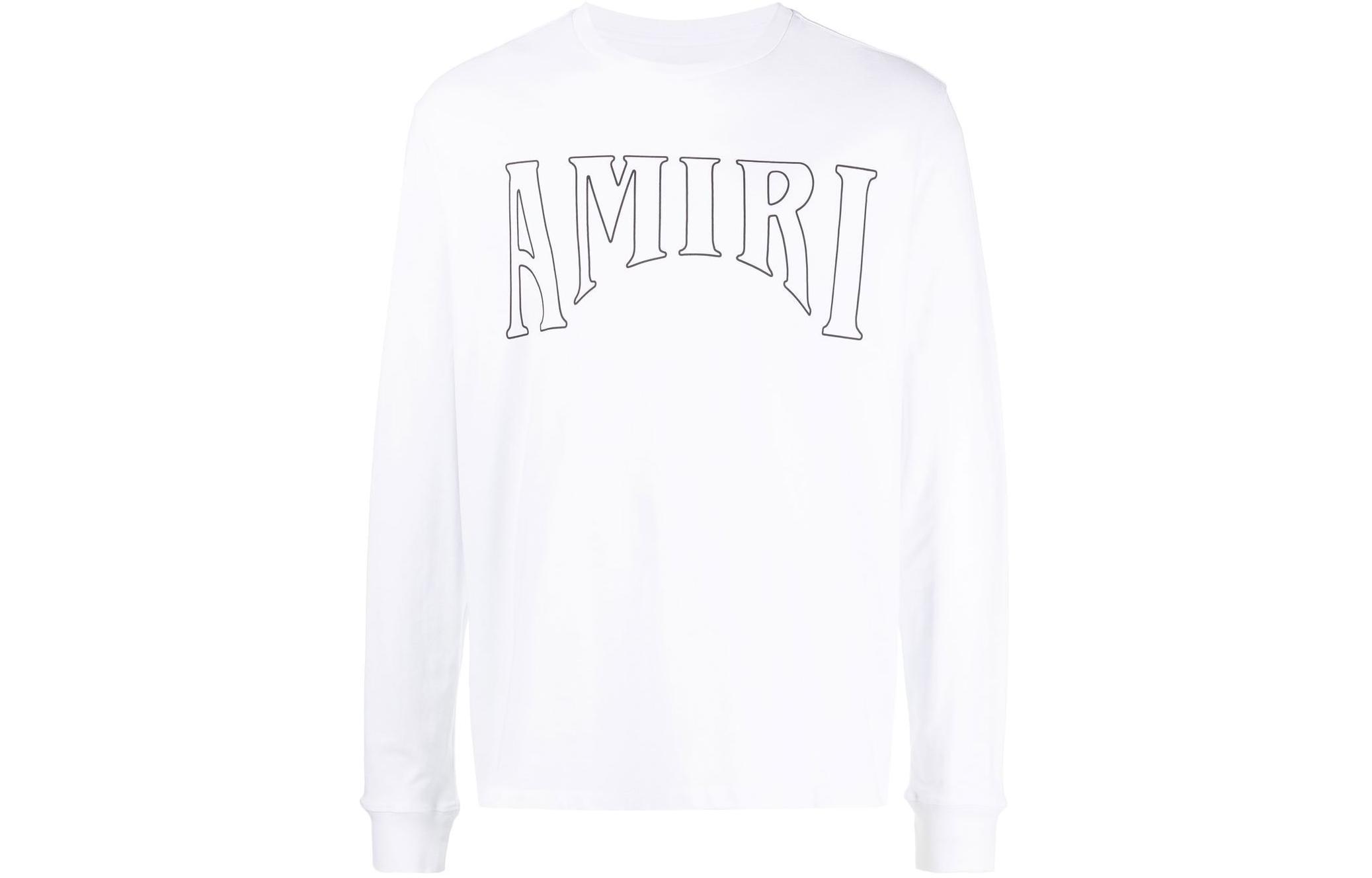 AMIRI SS23 Logo Print Crewneck Long Sleeve Sweatshirt White () PS23MJG020-100