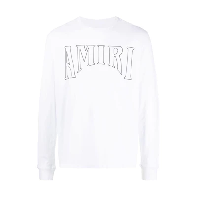 AMIRI SS23 Logo Print Crewneck Long Sleeve Sweatshirt White () PS23MJG020-100