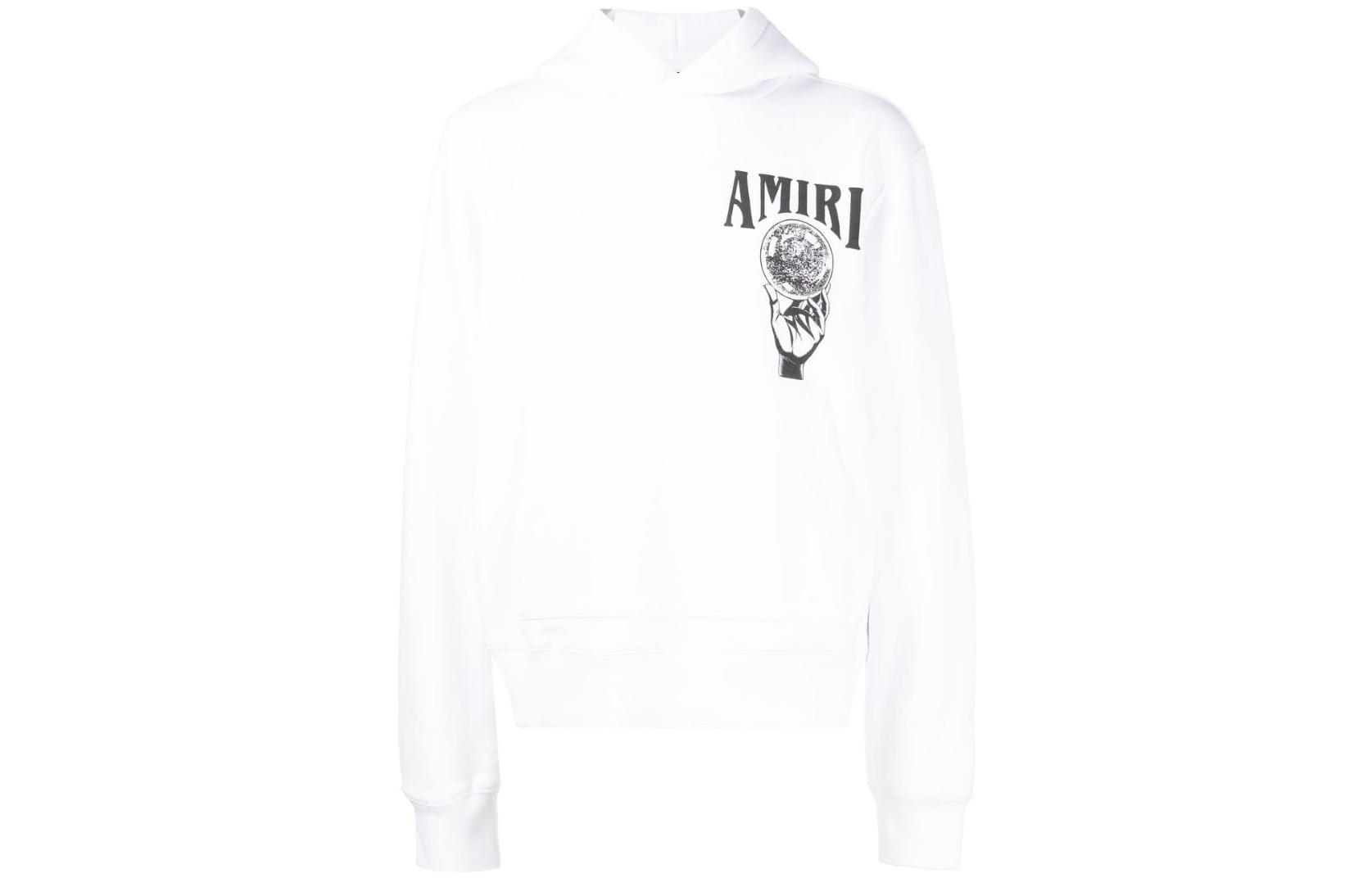 AMIRI SS23 Logo Print Drawstring Hoodie White PS23MJG005-100
