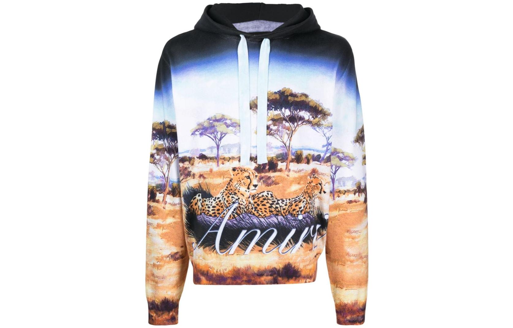 AMIRI SS23 Patterned Print Cotton Hoodie Multicolor Long Sleeve PF23MKH009-900