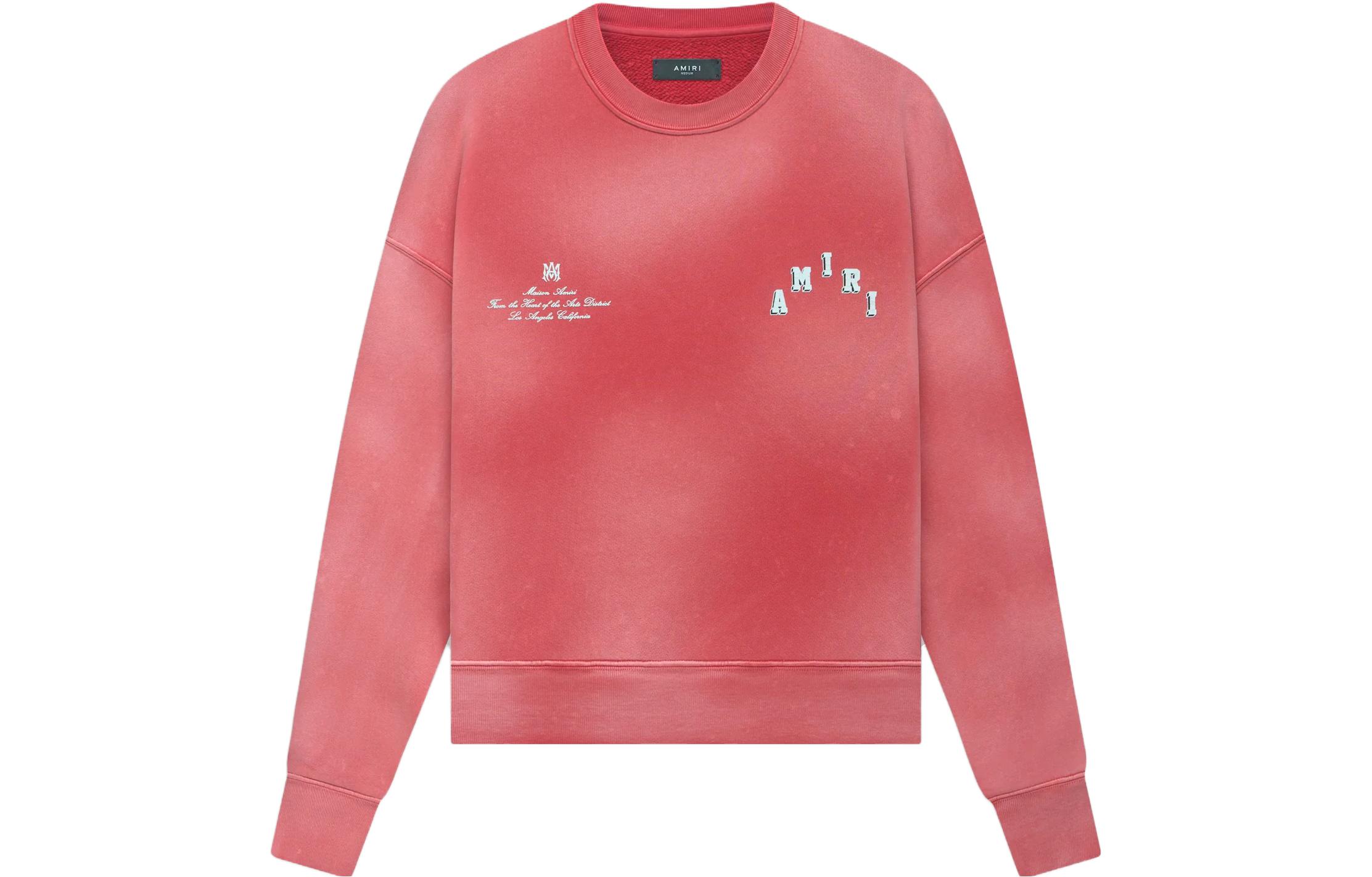 AMIRI SS23 Pink Letter Logo Print Crewneck Long Sleeve Sweatshirt Men PF23MJG013-610