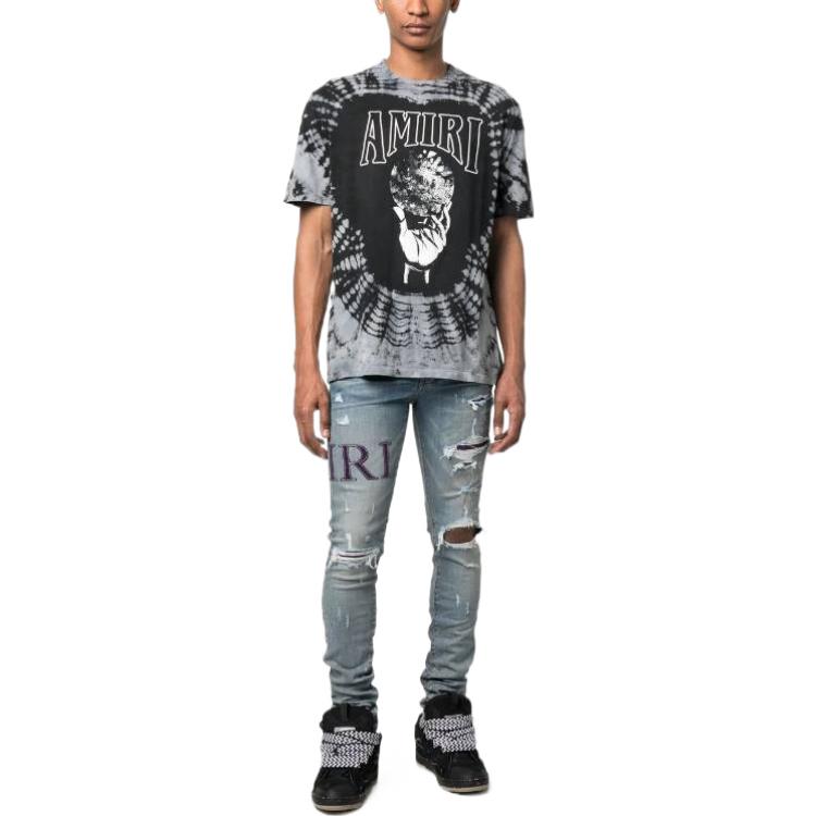 Lookbook AMIRI SS23 素色破洞膝蓋徽標牛仔褲 藍色 PS23MDS006-408