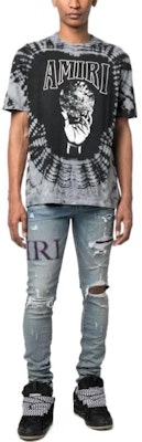 AMIRI SS23 素色破洞膝蓋徽標牛仔褲 藍色 PS23MDS006-408 Lookbook AMIRI SS23 素色破洞膝蓋徽標牛仔褲 藍色 PS23MDS006-408