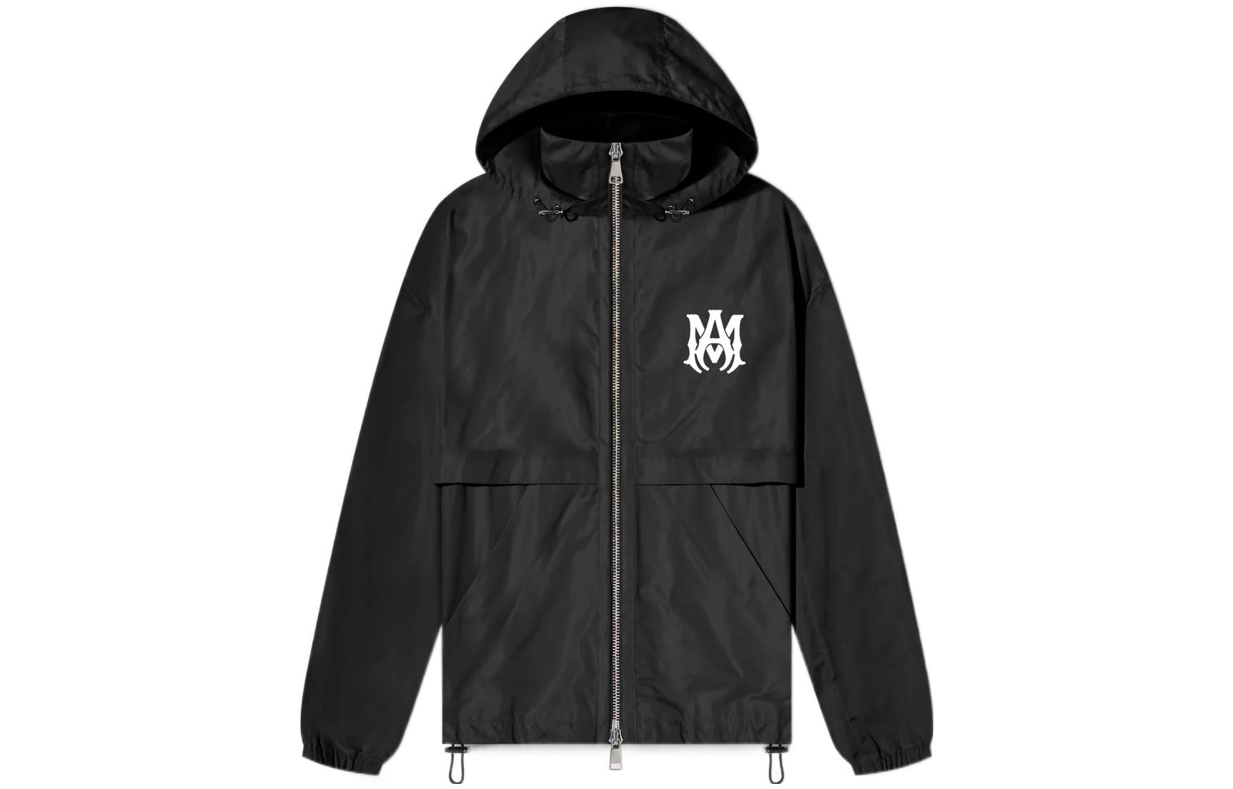 AMIRI SS23 Solid Color Graphic Hoodie Jacket Black Menswear PS23MOS039-001