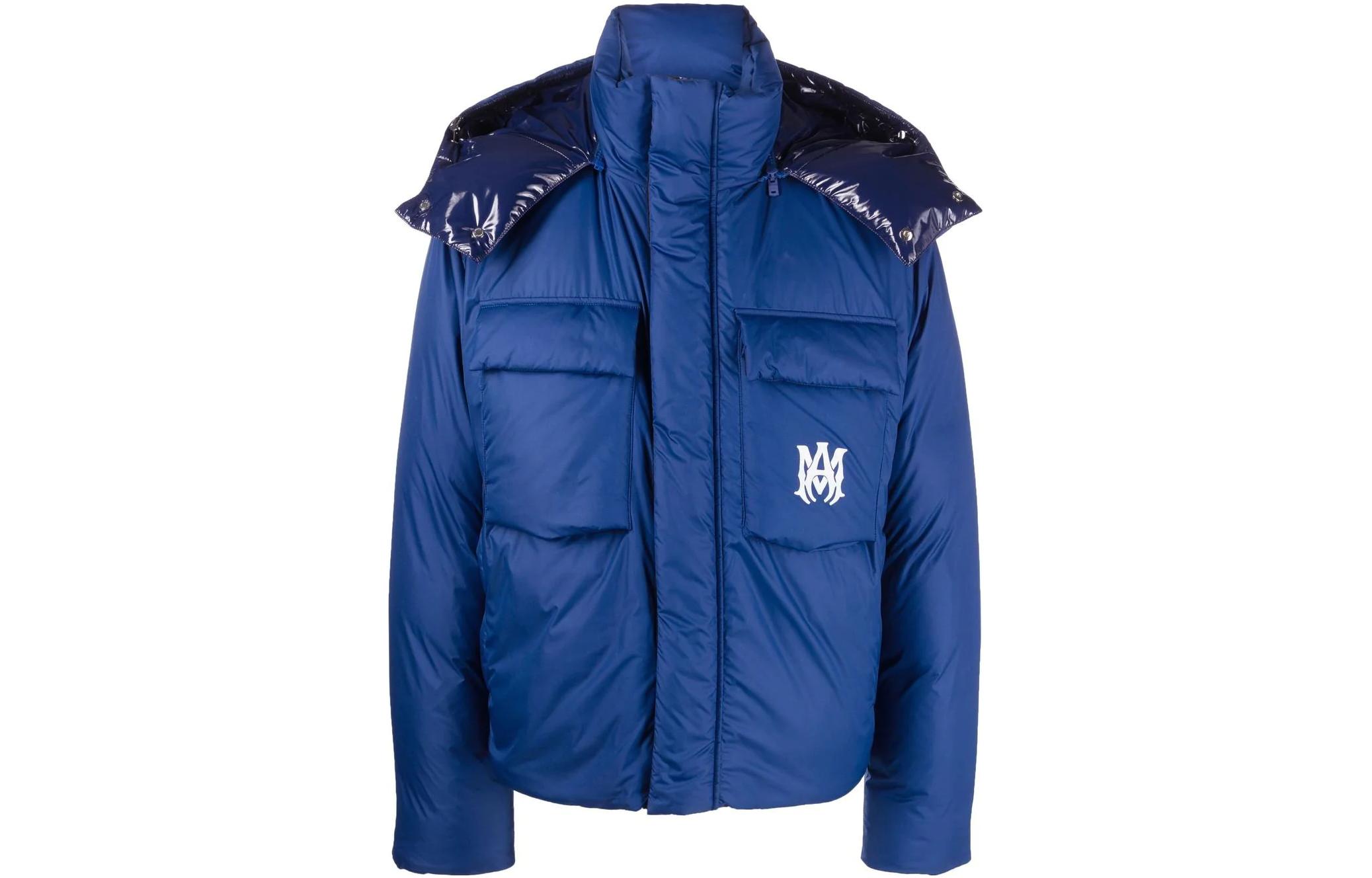 AMIRI SS23 Solid Color Hooded Puffer Jacket in Royal Blue PS23MOS030-420
