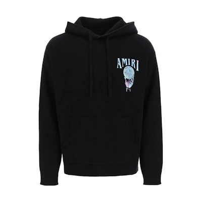 AMIRI SS23 Solid Color Logo Print Hoodie Black PS23MKH007-001
