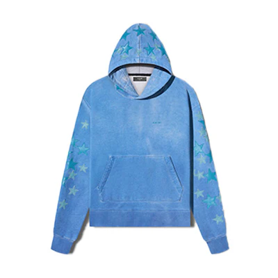 AMIRI SS23 Solid Color Paint Hoodie Blue Long Sleeve Pullover PS23MJG031-957