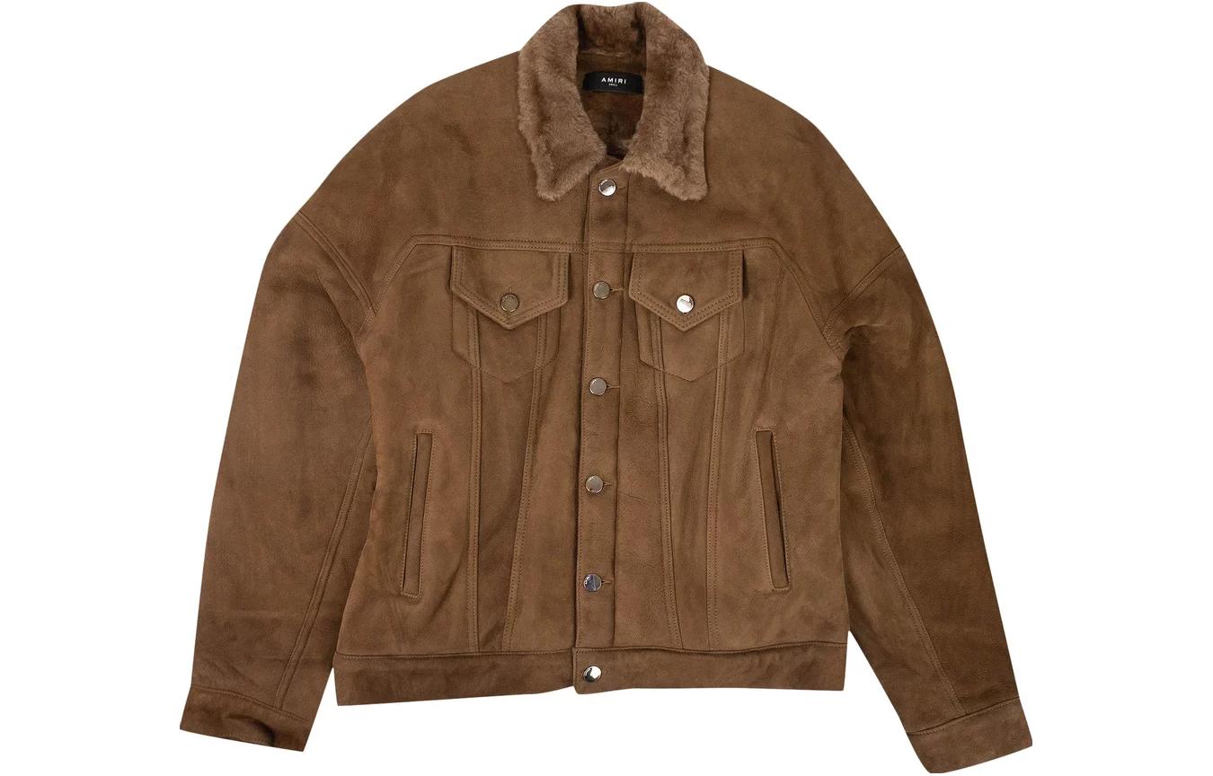AMIRI SS23 Suede & Shearling Oversized Trucker Jacket Brown Men MOTROSHR-TAN