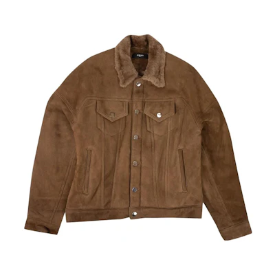 AMIRI SS23 Suede & Shearling Oversized Trucker Jacket Brown Men MOTROSHR-TAN