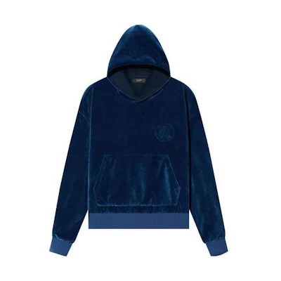 AMIRI SS23 Suede Long Sleeve Hoodie Men’s Blue PS23MJH001-420