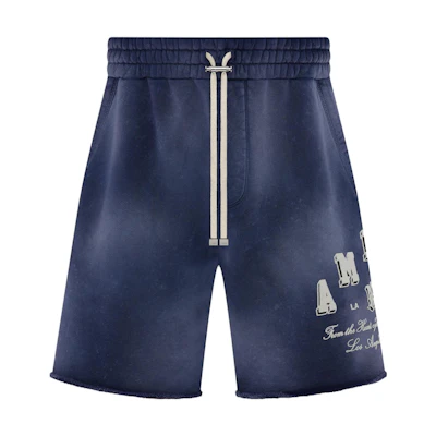 AMIRI SS23 Tie-Dye Logo Print Drawstring Shorts Blue PF23MJP001-420