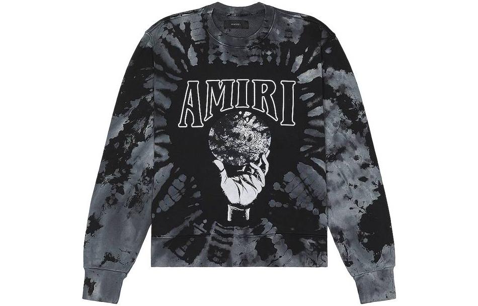 AMIRI SS23 Tie-Dye Logo Print Loose Fit Long Sleeve Sweatshirt Black () PS23MJG060-001