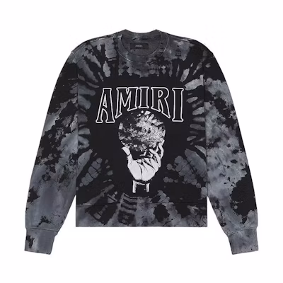 AMIRI SS23 Tie-Dye Logo Print Loose Fit Long Sleeve Sweatshirt Black () PS23MJG060-001