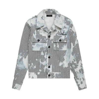 AMIRI SS23 White Blue Striped Colorblock Jacket SS23MOS022-371