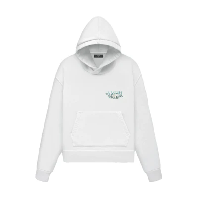 AMIRI SS23 White Oversized Graphic Print Hoodie Long Sleeve PF23MJG026-100