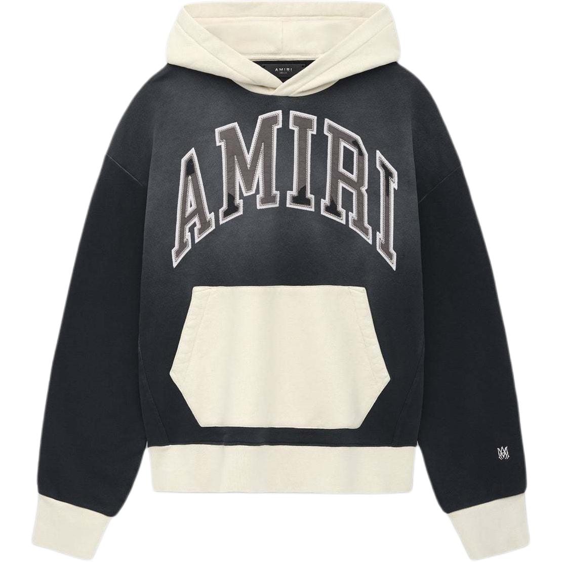AMIRI SS24 Black Hooded Pullover Cotton Relaxed Fit Sweatshirt AMJYHD1037-001