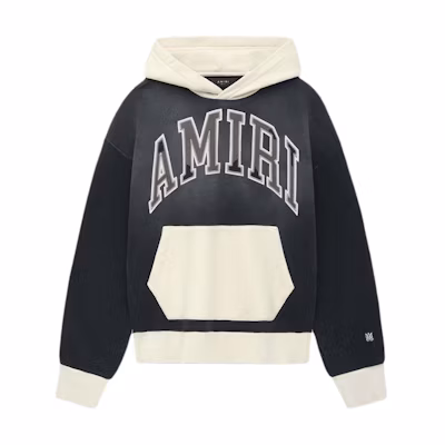 AMIRI SS24 Black Hooded Pullover Cotton Relaxed Fit Sweatshirt AMJYHD1037-001