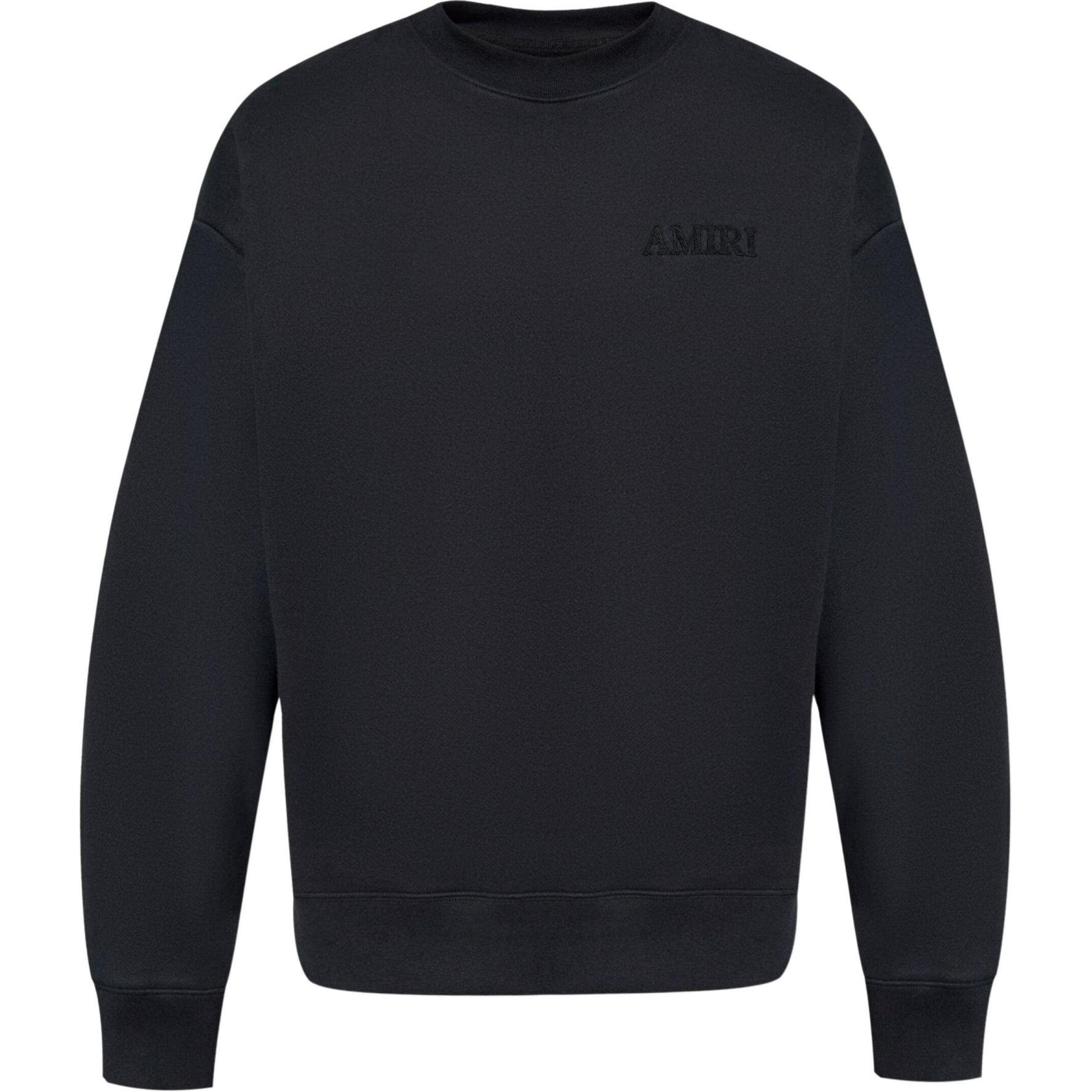 AMIRI SS24 Black Logo Embroidered Oversized Cotton Crewneck Sweatshirt AMJYCW1034-BLACK