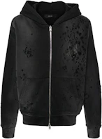 AMIRI SS24 Black Logo Hoodie Zip-Up Ribbed Oversized Sweatshirt AMJYHD1002-051 AMIRI SS24 Black Logo Hoodie Zip-Up Ribbed Oversized Sweatshirt AMJYHD1002-051