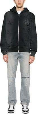 AMIRI SS24 Black Logo Hoodie Zip-Up Ribbed Oversized Sweatshirt AMJYHD1002-051 Lookbook AMIRI SS24 Black Logo Hoodie Zip-Up Ribbed Oversized Sweatshirt AMJYHD1002-051