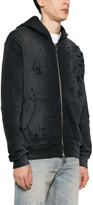 AMIRI SS24 Black Logo Hoodie Zip-Up Ribbed Oversized Sweatshirt AMJYHD1002-051 Purchase AMIRI SS24 Black Logo Hoodie Zip-Up Ribbed Oversized Sweatshirt AMJYHD1002-051