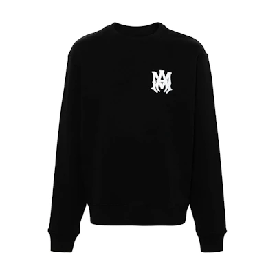 AMIRI SS24 Black Logo Print Crewneck Long Sleeve Cotton Sweatshirt AMJYCW1038-BLACK