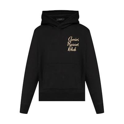AMIRI SS24 Black Loose Fit Letter Print Pullover Hoodie Long Sleeve AMJYHD1038-BLACK
