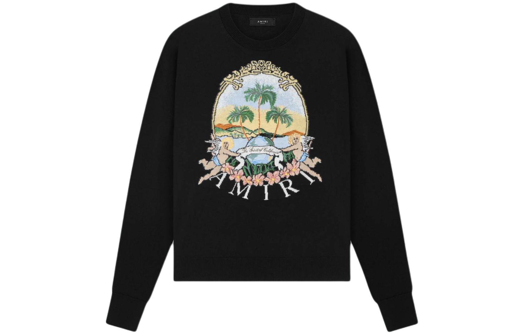 AMIRI SS24 Black Printed Crewneck Long Sleeve Sweatshirt AMKNCW1016-001