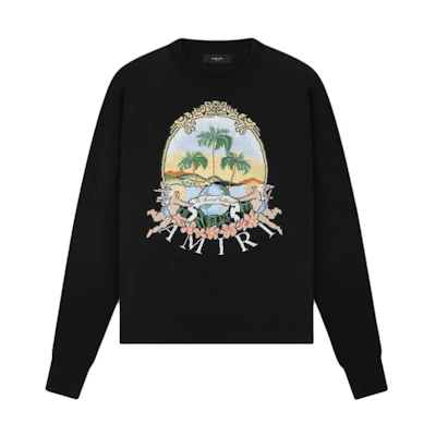 AMIRI SS24 Black Printed Crewneck Long Sleeve Sweatshirt AMKNCW1016-001