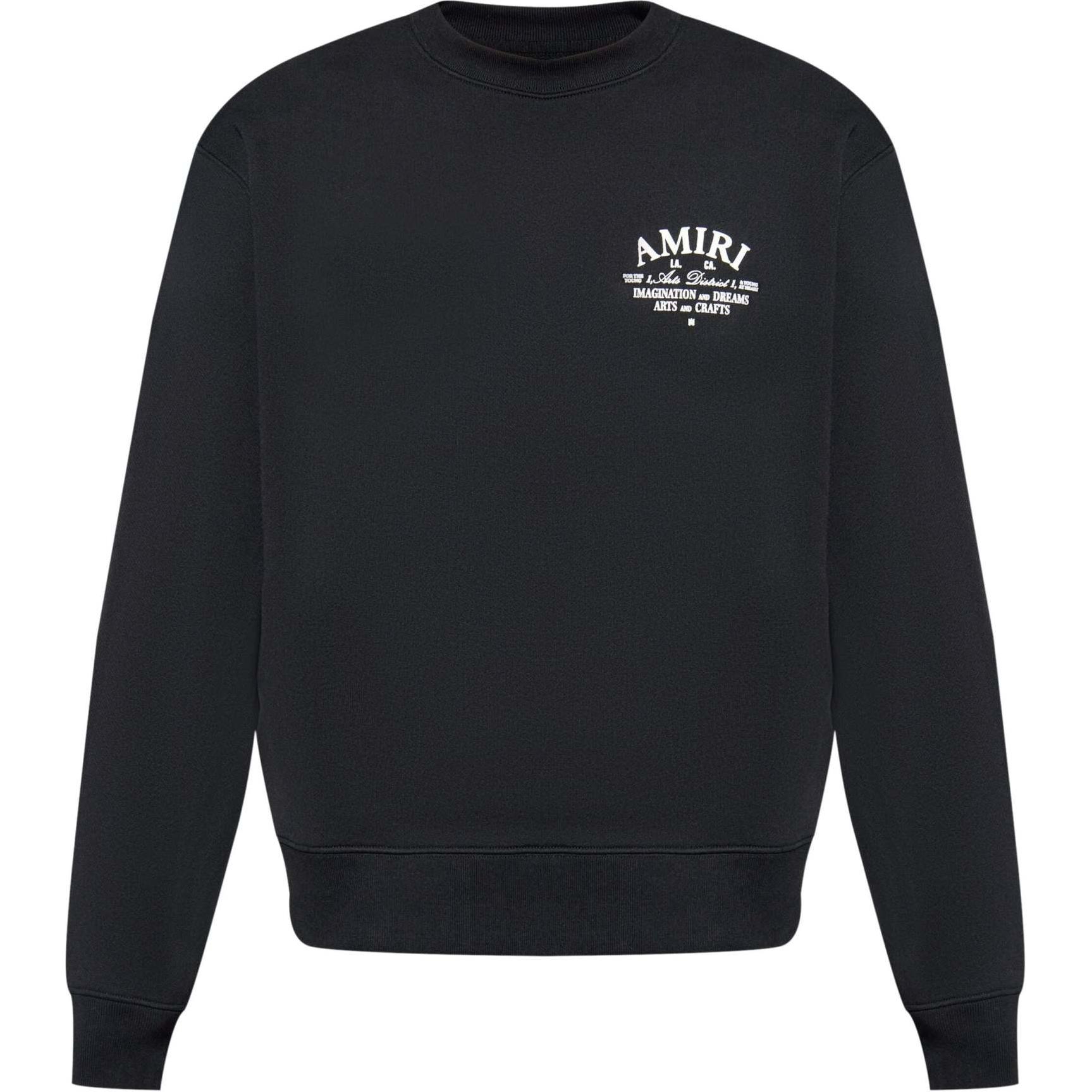 AMIRI SS24 Black Relaxed Fit Cotton Letter Print Crewneck Sweatshirt AMJYCW1037-BLACK