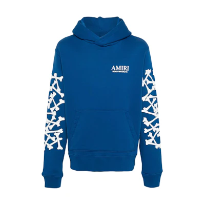 AMIRI SS24 Blue Graphic Print Oversized Hoodie Pullover for Men. AMJYHD1051-BLUE