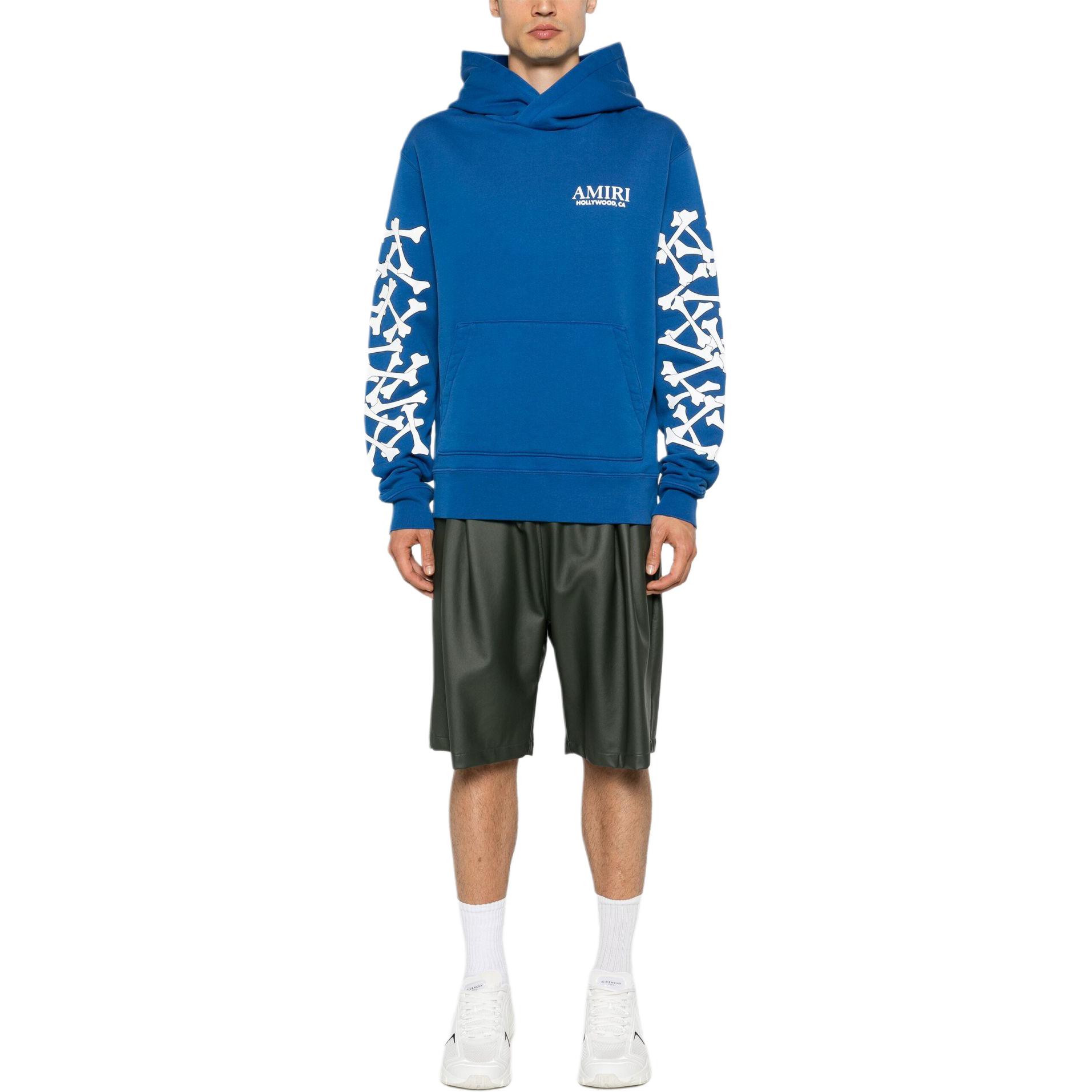 Lookbook AMIRI 男士SS24藍色圖案印花寬鬆連帽上衣。 AMJYHD1051-BLUE