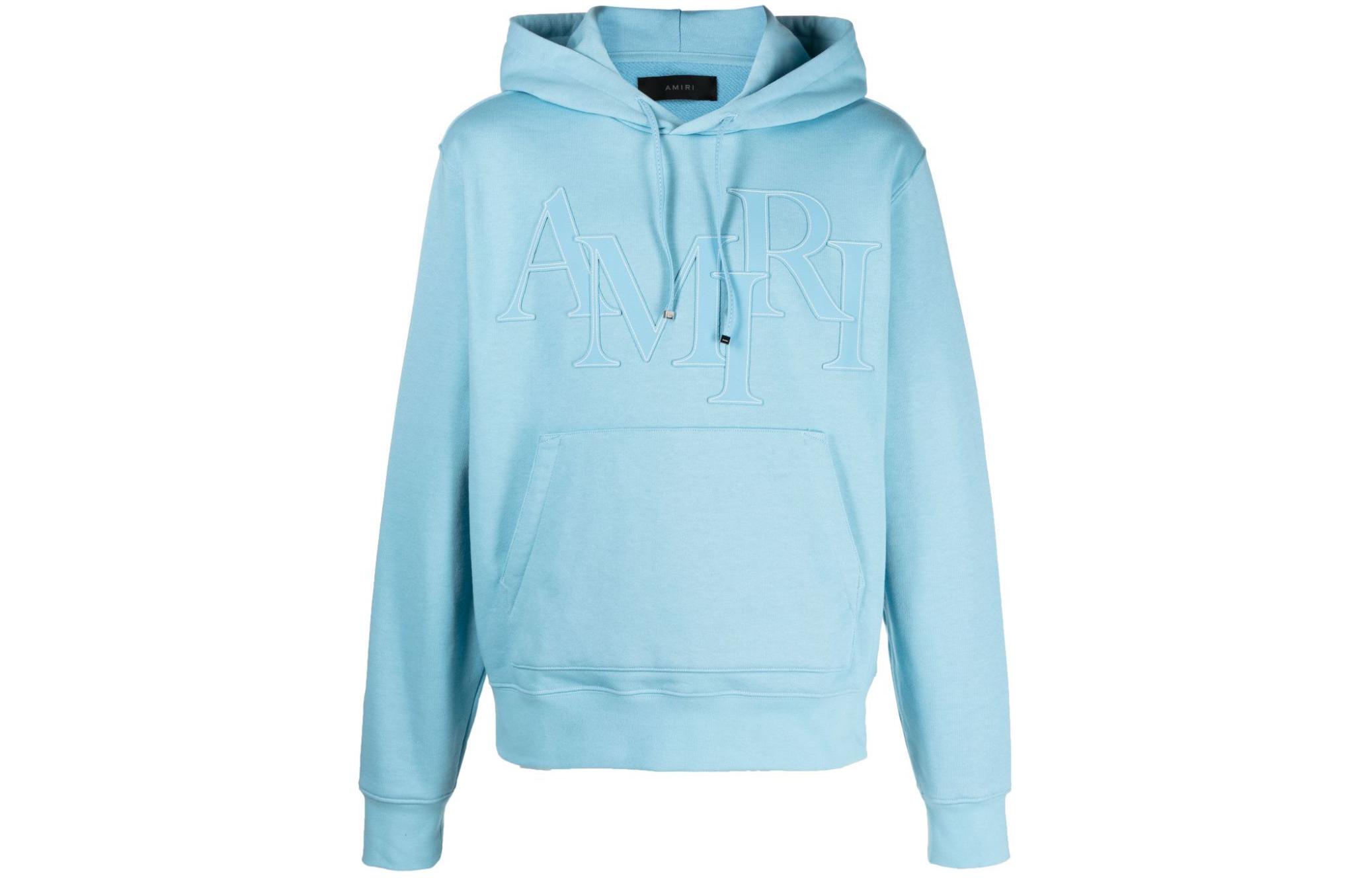 AMIRI SS24 Letter Drawstring Hoodie Oversized Fit Sweatshirt Blue PS24MJL016-401