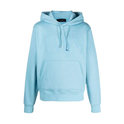AMIRI SS24 Letter Drawstring Hoodie Oversized Fit Sweatshirt Blue PS24MJL016-401