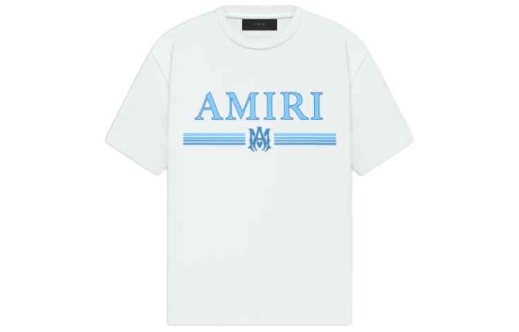 AMIRI SS24 Ma Bar Tee White  Crewneck Logo Embroidered T-Shirt. PS24MJL007-100