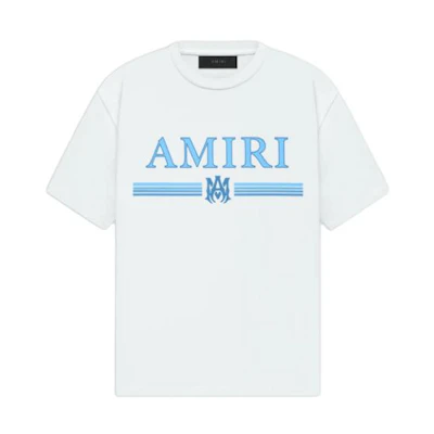 AMIRI SS24 Ma Bar Tee White Crewneck Logo Embroidered T-Shirt. PS24MJL007-100