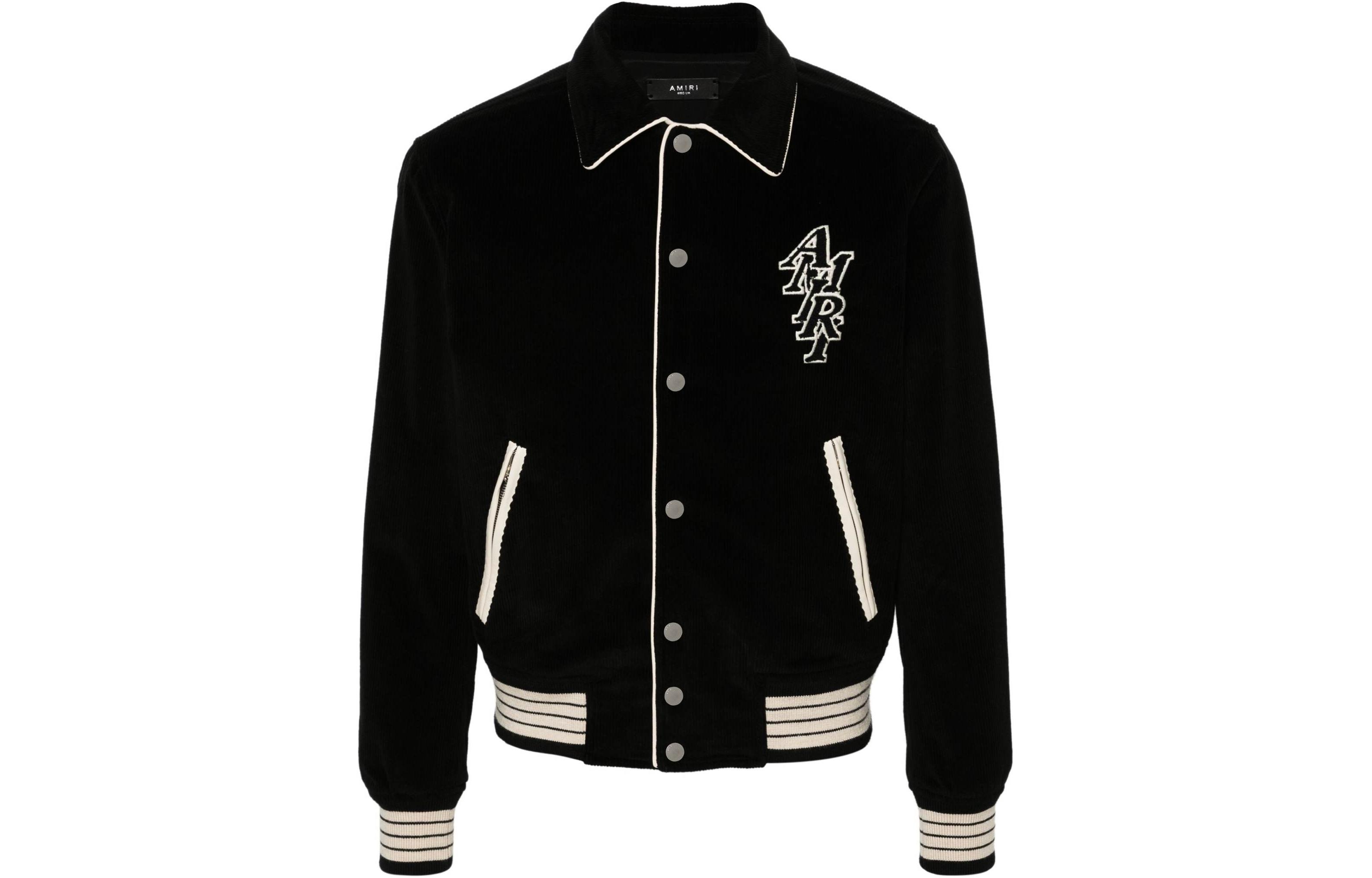 AMIRI SS24 Single-Breasted Oversized Logo Patch Jacket Black () PS24MOS037-001