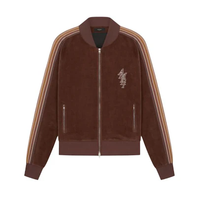 AMIRI Stack Velour Track Jacket Brown Striped Zip-Up Slim Fit Jacket PS24MOS030-210
