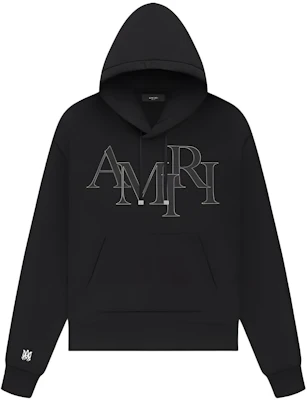 AMIRI Staggered Logo Hoodie Black Pullover Sweatshirt PS24MJL016-001 Buy AMIRI Staggered Logo Hoodie Black Pullover Sweatshirt PS24MJL016-001