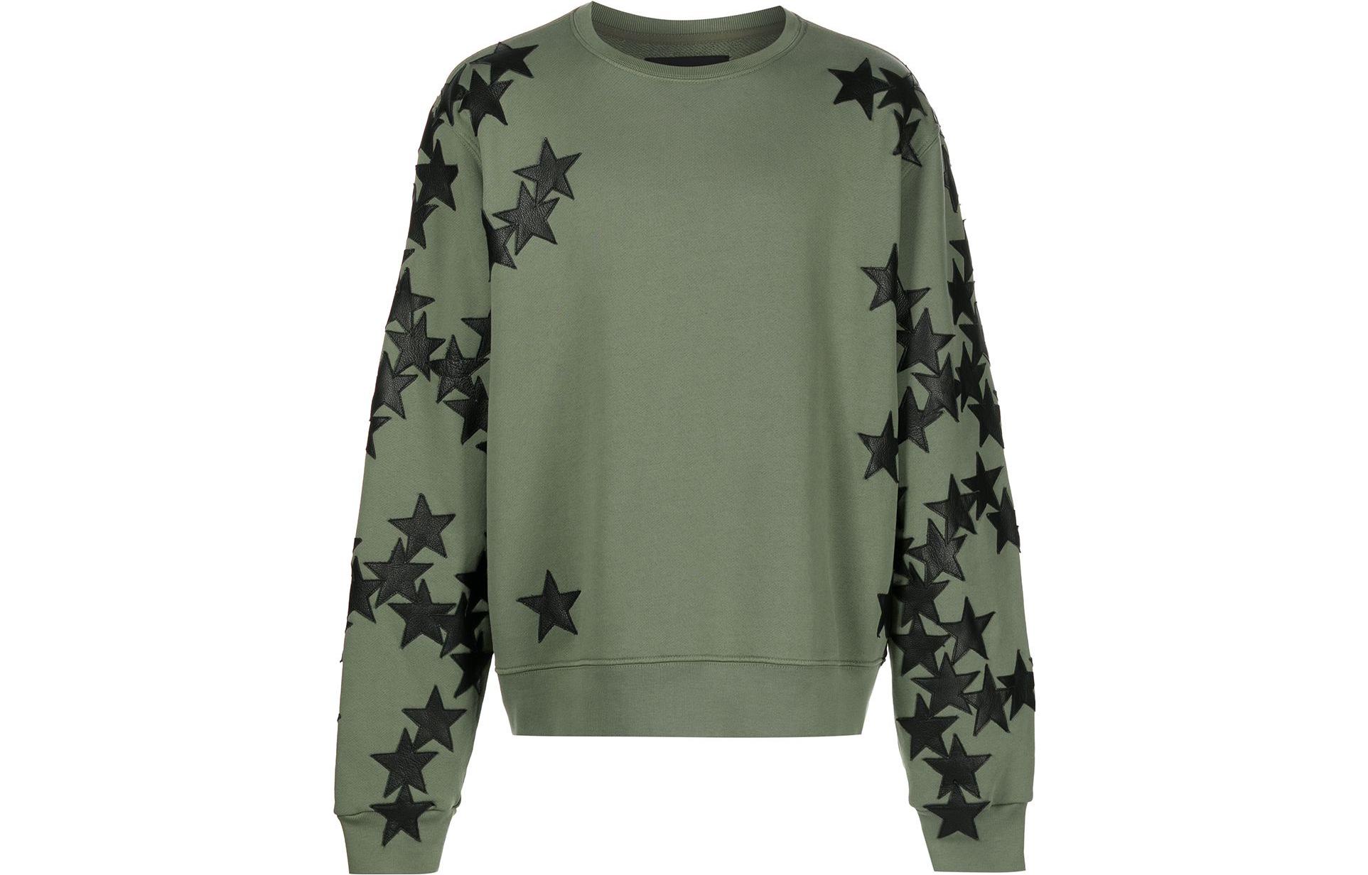 AMIRI Star Logo Patch Cotton Pullover Sweatshirt Green PF22MJC002301
