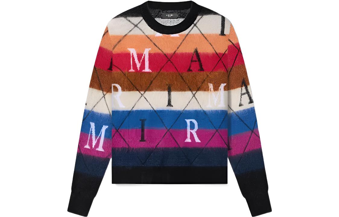 AMIRI Striped Lettering Mohair Sweater  Crewneck. PS23MKL010-900