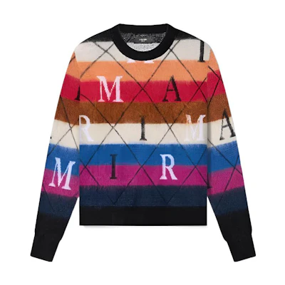 AMIRI Striped Lettering Mohair Sweater Crewneck. PS23MKL010-900