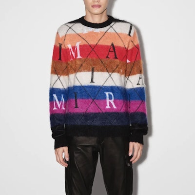 AMIRI 條紋字母 Mohair 羊毛衫 圓領毛衣. PS23MKL010-900 Lookbook AMIRI 條紋字母 Mohair 羊毛衫 圓領毛衣. PS23MKL010-900